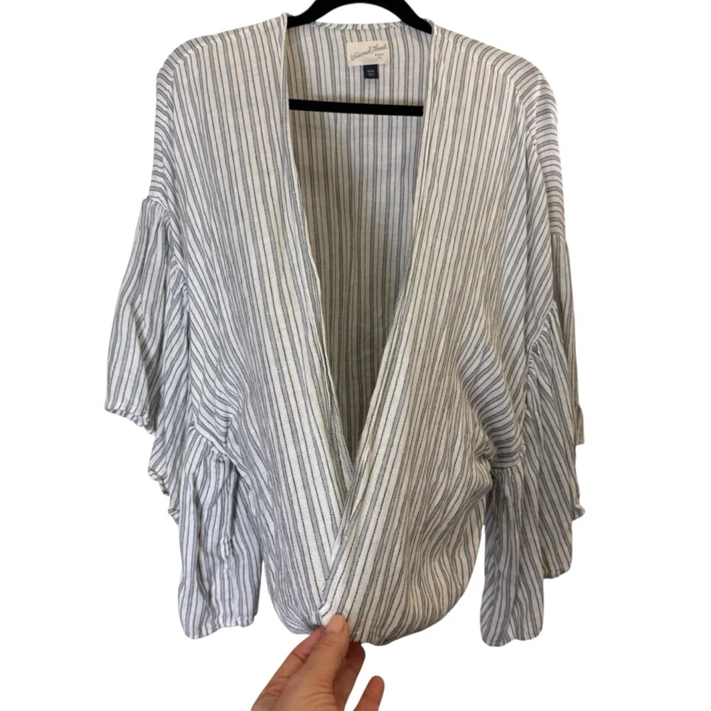Universal Thread Women’s Linen/Cotton Railroad Stripe Open Cardigan sz OSFM